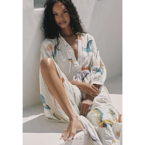 Anthropologie Dresses & Skirts - Anthropologie Celandine The Carolita Printed Tiered Shirt Dress Seagulls XXS NEW